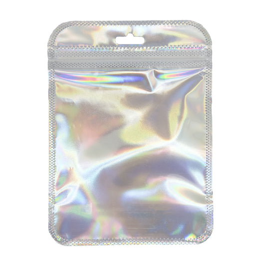 4 7/8" x 6 11/16" Holographic Resealable Zip Lock Bags with Hang Hole