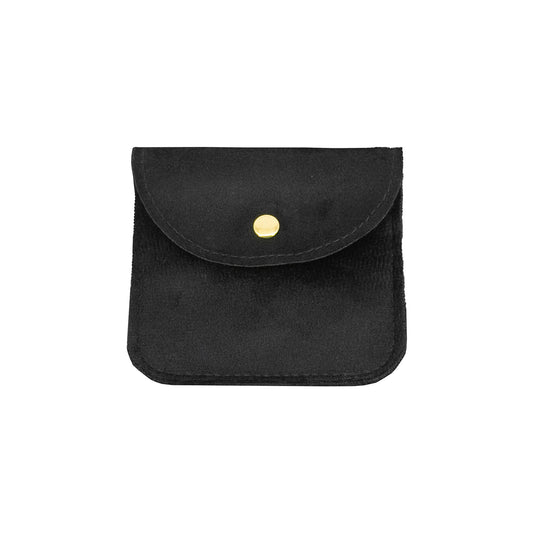 4" x 4" 12-Pack Black Microfiber Jewelry Pouches with Snap Button Closure