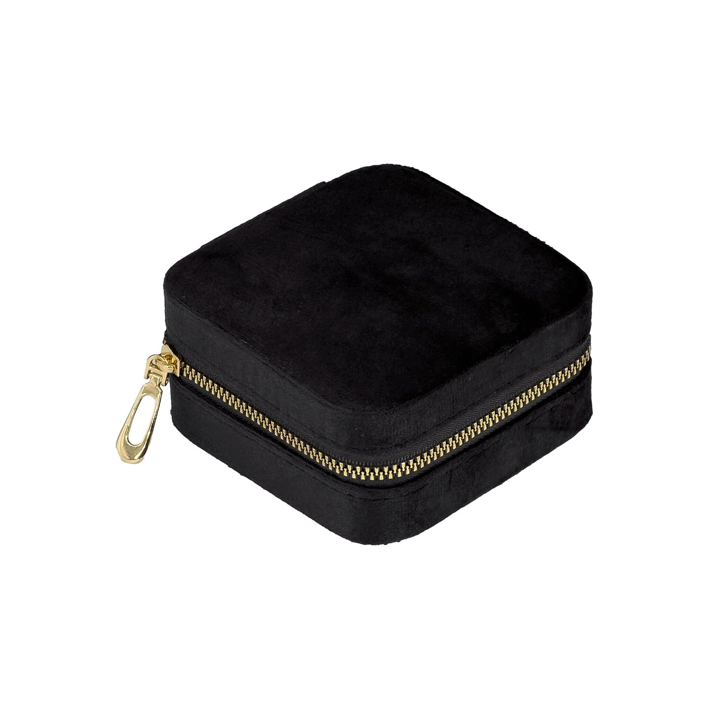 4" x 4" Black Velvet Portable Jewelry Organizer Storage Case