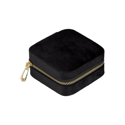 4" x 4" Black Velvet Portable Jewelry Organizer Storage Case