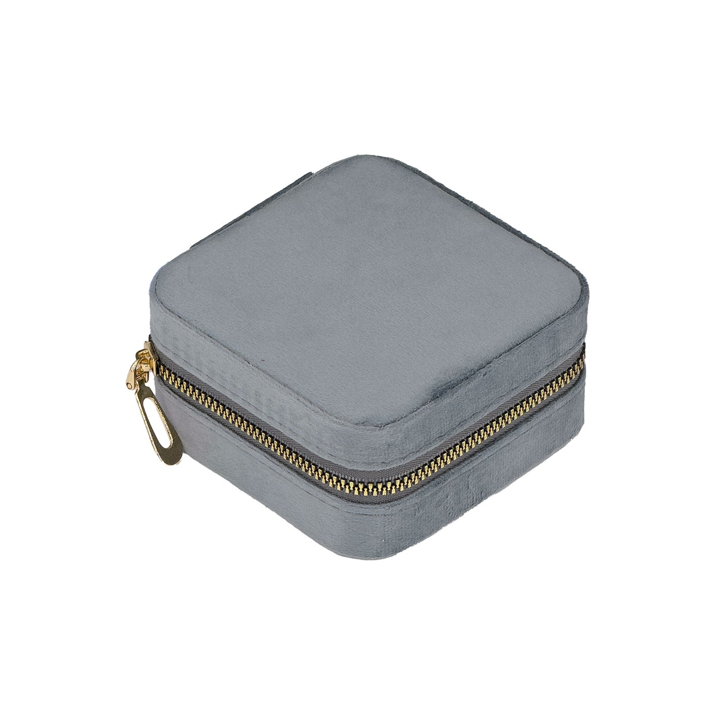 4" x 4" Gray Velvet Portable Jewelry Organizer Storage Case