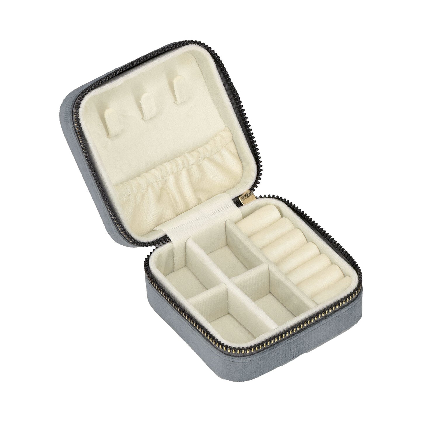 4" x 4" Gray Velvet Portable Jewelry Organizer Storage Case