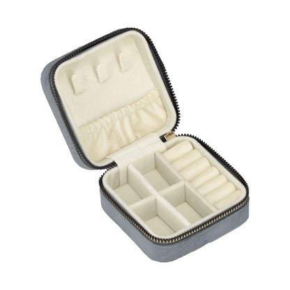 4" x 4" Gray Velvet Portable Jewelry Organizer Storage Case