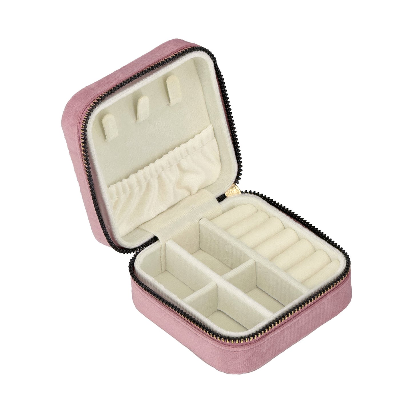 4" x 4" Pink Velvet Portable Jewelry Organizer Storage Case