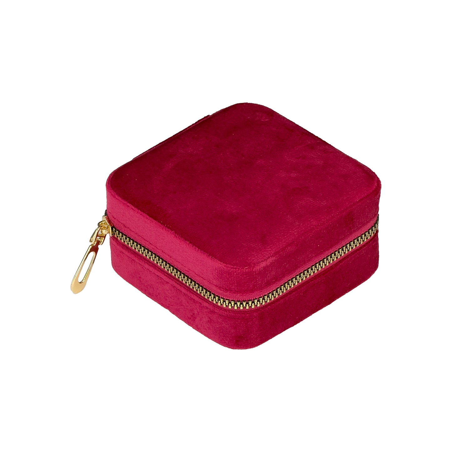 4" x 4" Red Velvet Portable Jewelry Organizer Storage Case