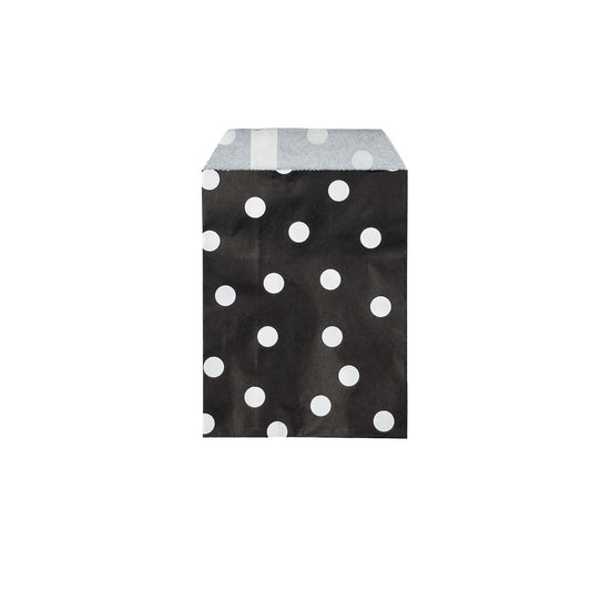 4" x 6" Black and White Polka Dot Flat Paper Gift Shopping Bags (100 Pack)