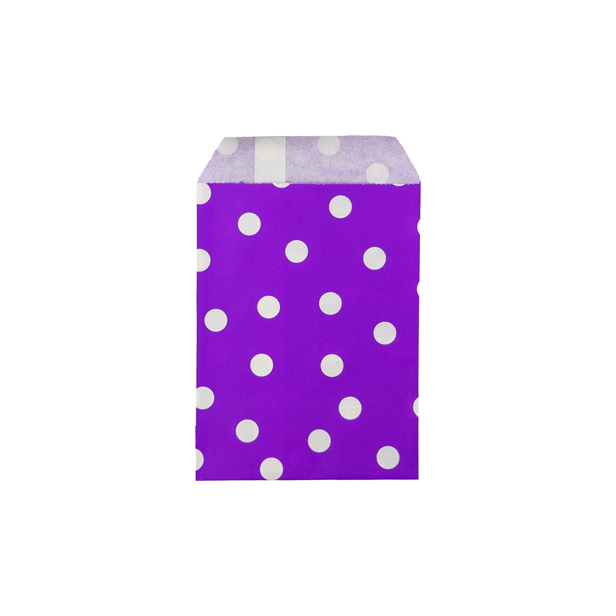 4" x 6" Purple and White Polka Dot Flat Paper Gift Shopping Bags (100 Pack)
