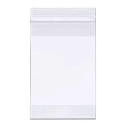 4" x 6" White Block Clear Zip Lock 2 Mil Plastic Bags