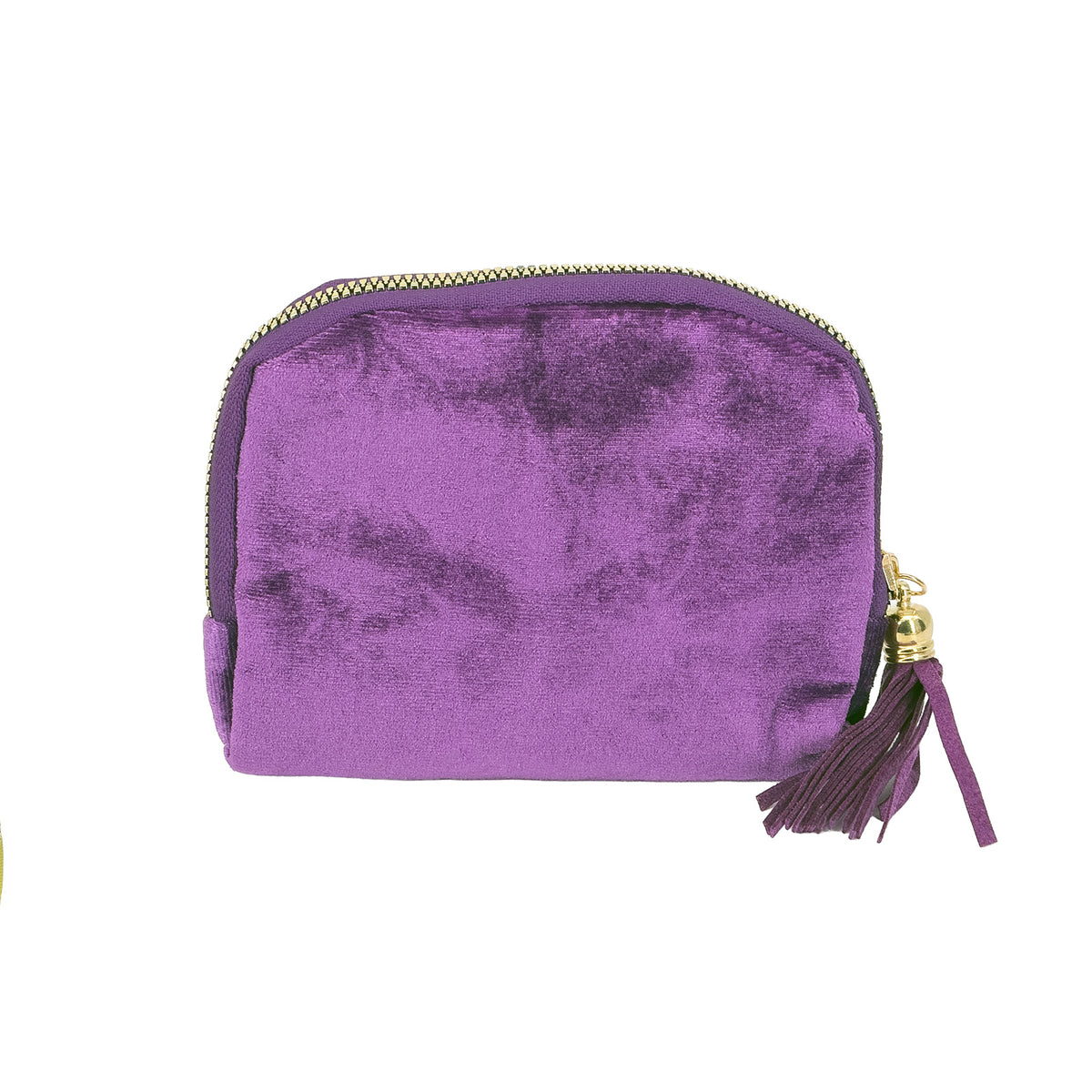 5 1/2" x 4 1/2" Purple Velvet Portable Jewelry Organizer Pouch with 6 Pockets