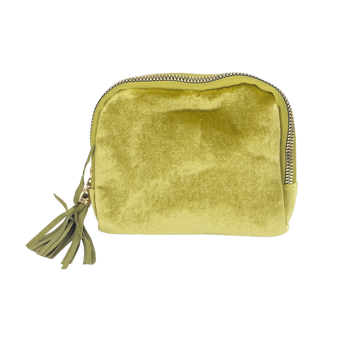 5 1/2" x 4 1/2" Yellow Velvet Portable Jewelry Organizer Pouch with 6 Pockets