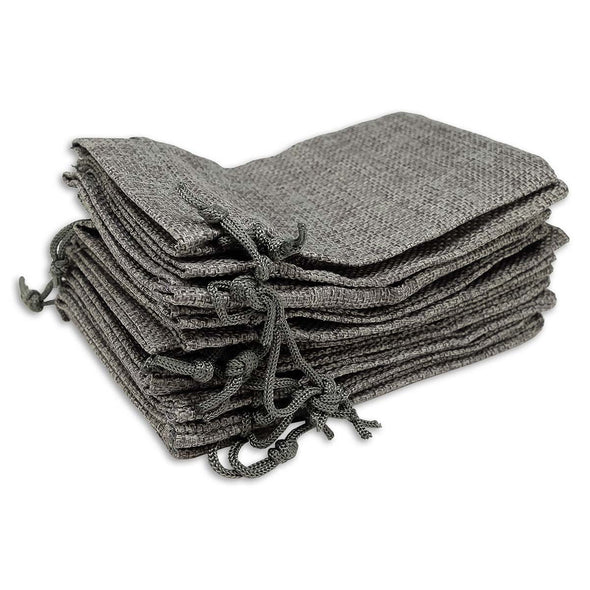 8" x 10" Gray Linen Burlap Drawstring Gift Bags