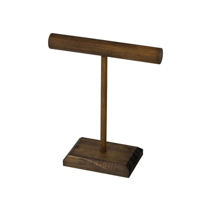 5 3/4" x 6 3/4" Dark Wood Single Round T-Bar Jewelry Display