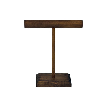 5 3/4" x 6 3/4" Dark Wood Single Round T-Bar Jewelry Display