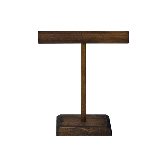5 3/4" x 6 3/4" Dark Wood Single Round T-Bar Jewelry Display