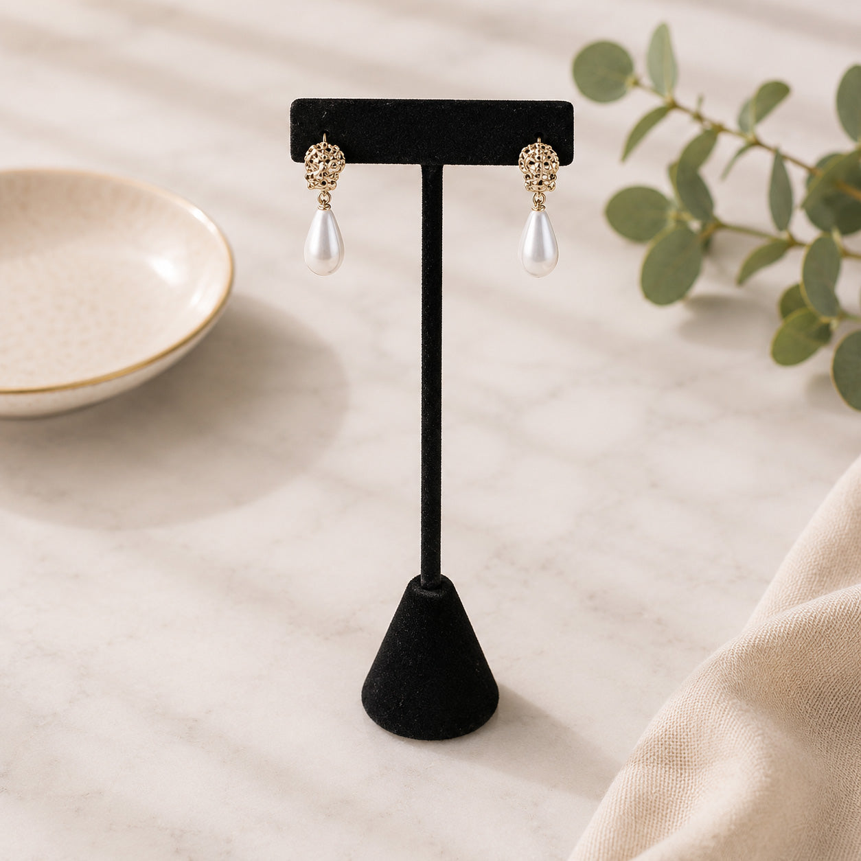 3 Pack of 5 3/4" Black Velvet T-Shape Earring Display Stands