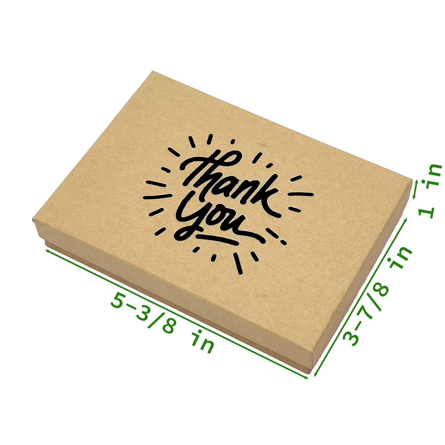 5 7/16" x 3 15/16" Kraft and Black "Thank You" Cotton Filled Box