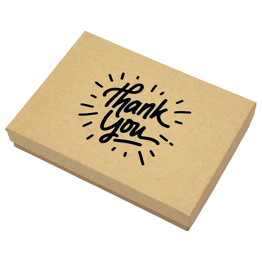 5 7/16" x 3 15/16" Kraft and Black "Thank You" Cotton Filled Box