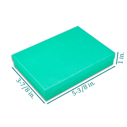 5 3/8" x 3 7/8" x 1" Teal Green Filled Paper Box