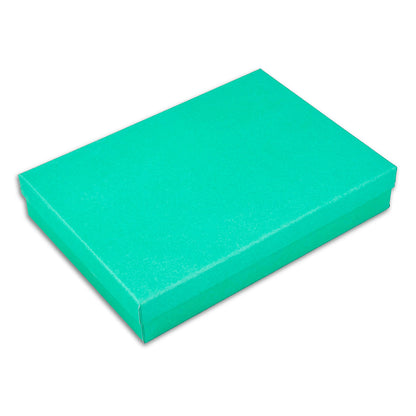 5 3/8" x 3 7/8" x 1" Teal Green Filled Paper Box