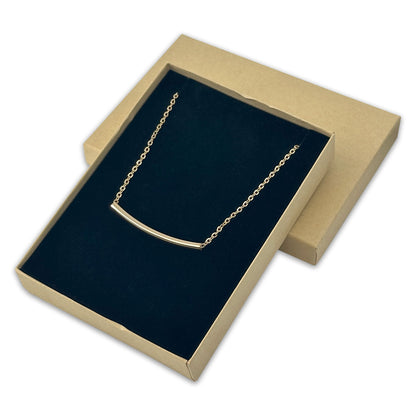 5 7/16" x 3 15/16" Kraft Necklace Paper Box with Black Foam Insert