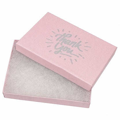 5 7/16" x 3 15/16" Pink and Silver "Thank You" Cotton Filled Box