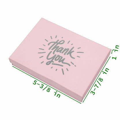 5 7/16" x 3 15/16" Pink and Silver "Thank You" Cotton Filled Box