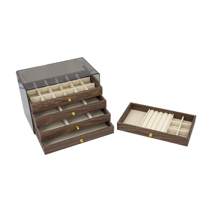5 Drawer Clear Plastic Jewelry Organizer Chest Case