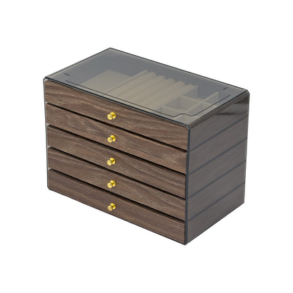 5 Drawer Clear Plastic Jewelry Organizer Chest Case