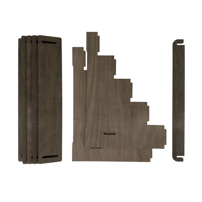 5 Tier Laser Cut Wood Jewelry Display Stand with Stained Finish