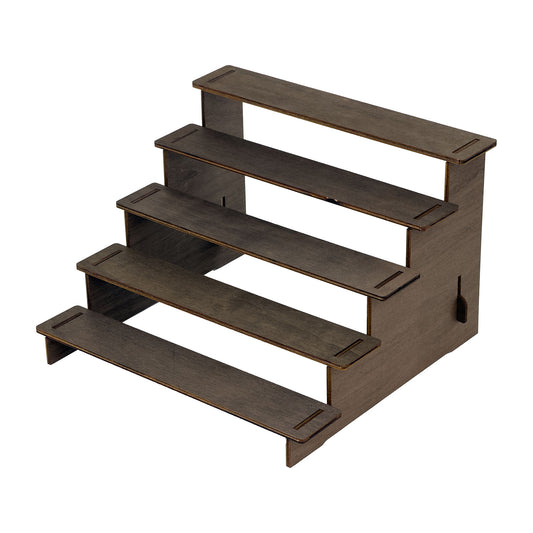 5 Tier Laser Cut Wood Jewelry Display Stand with Stained Finish
