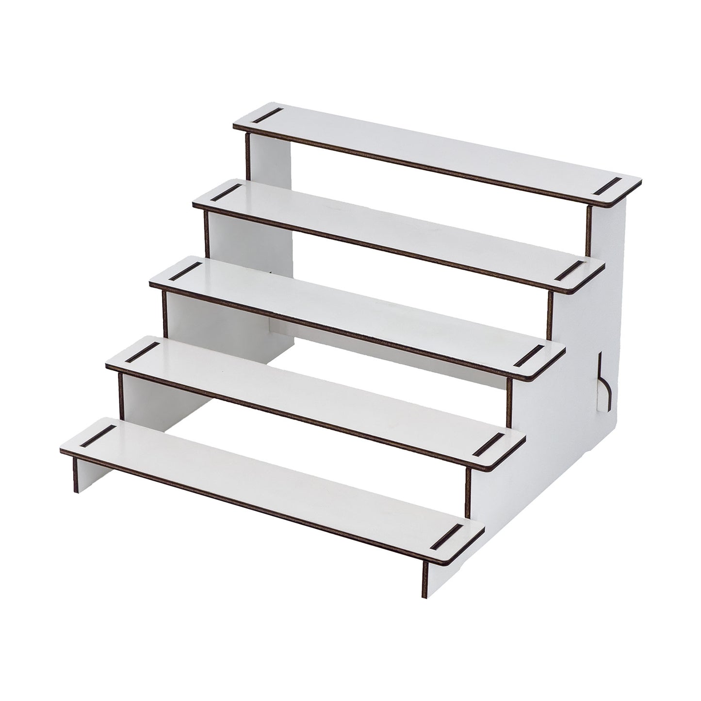5 Tier Laser Cut Wood Jewelry Display Stand with White Plastic Finish