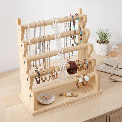 5 Tier Wood Round T-Bar Bracelet Display