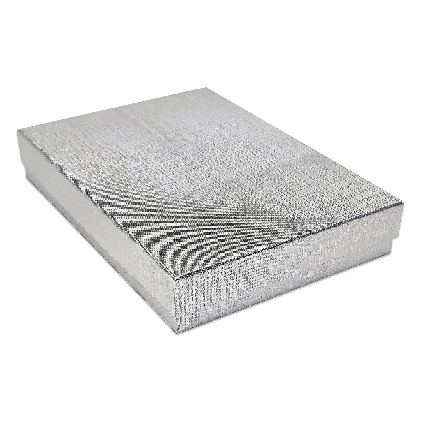 5" x 4" x 1" Silver Linen Pattern Cotton Filled Paper Box