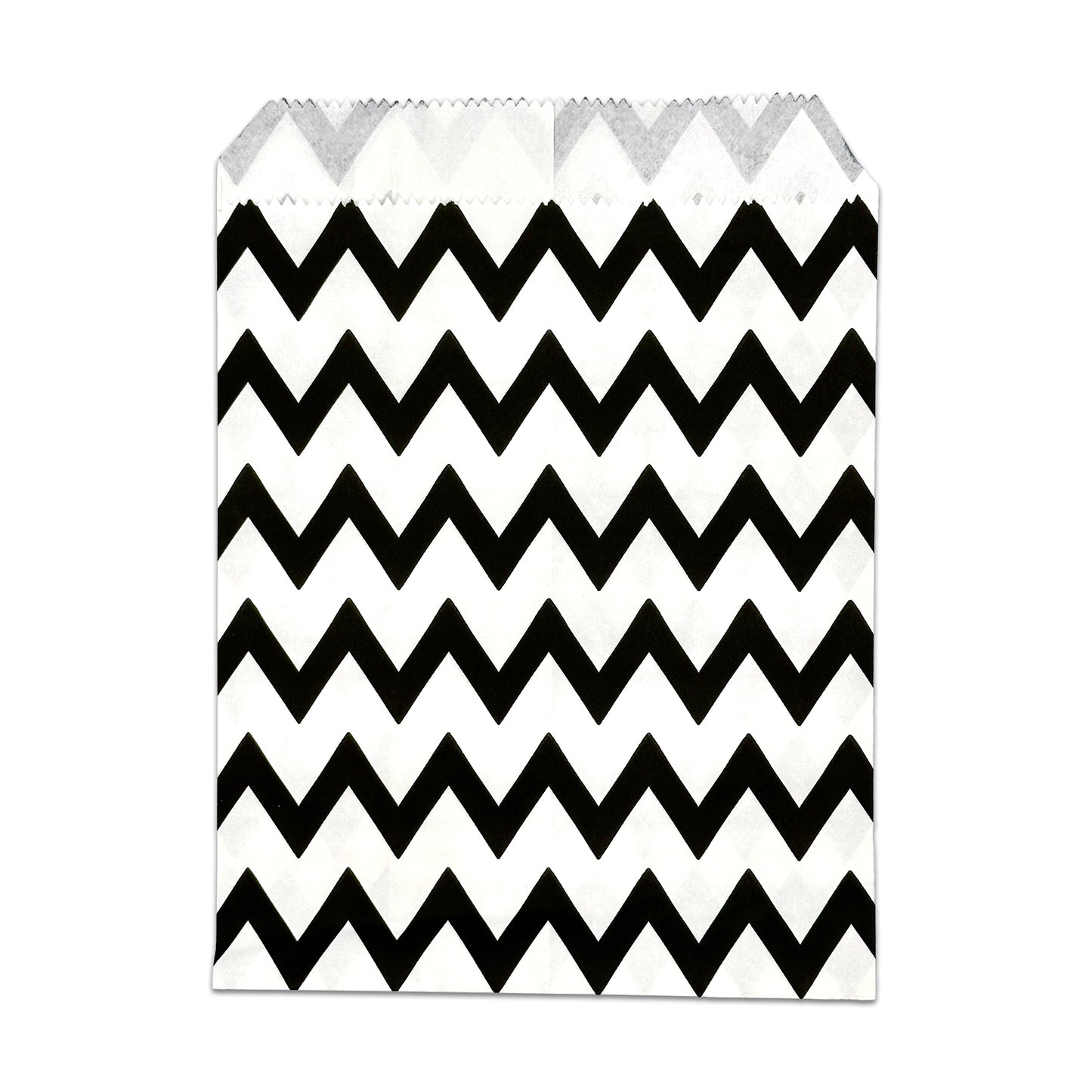 5" x 6" Black and White Chevron Pattern Flat Paper Gift Shopping Bags