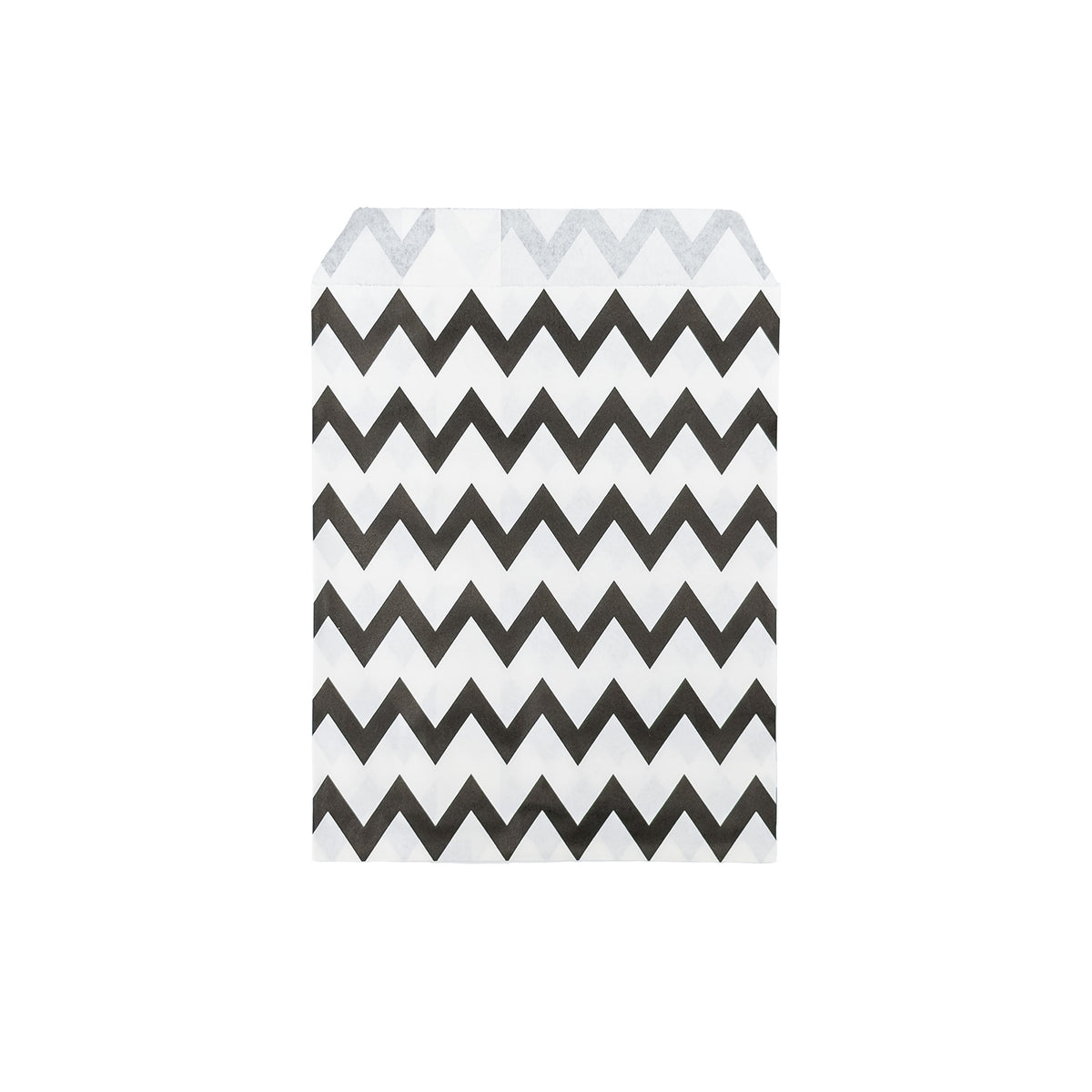 5" x 7" Black and White Chevron Pattern Flat Paper Gift Shopping Bags (100 Pack)