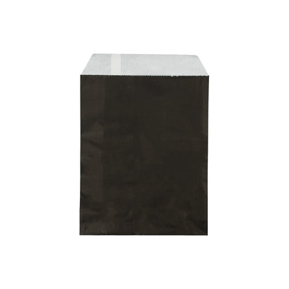 5" x 7" Black Flat Paper Gift Shopping Bags (100 Pack)