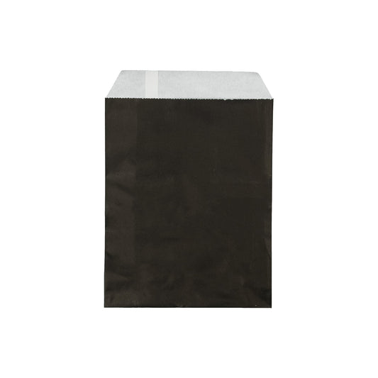 5" x 7" Black Flat Paper Gift Shopping Bags (100 Pack)