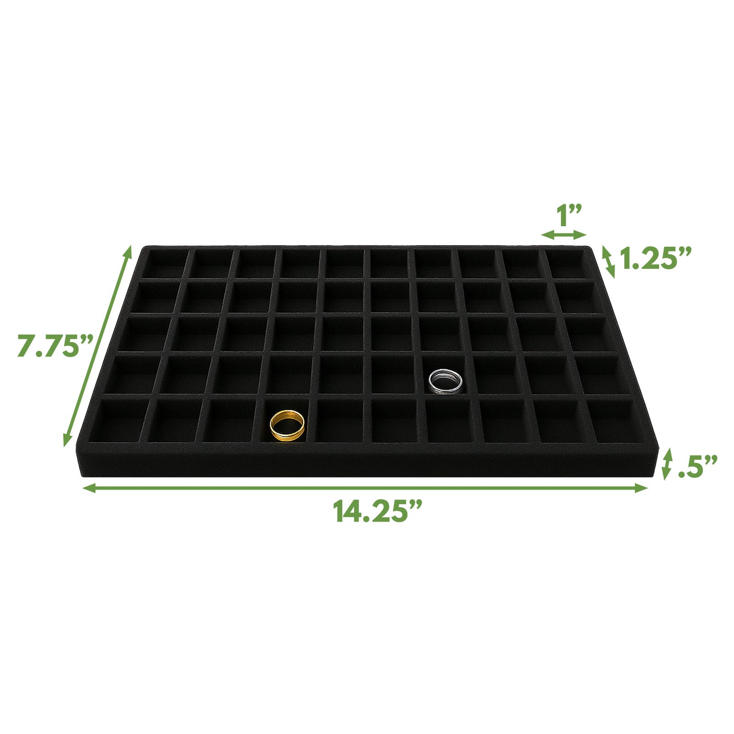 50 Compartments Black Flocked Tray Insert
