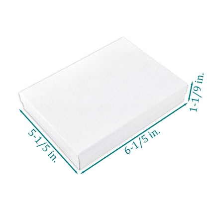 6 1/8" x 5 1/8" x 1 1/8" Matte White Cotton Filled Jewelry Boxes