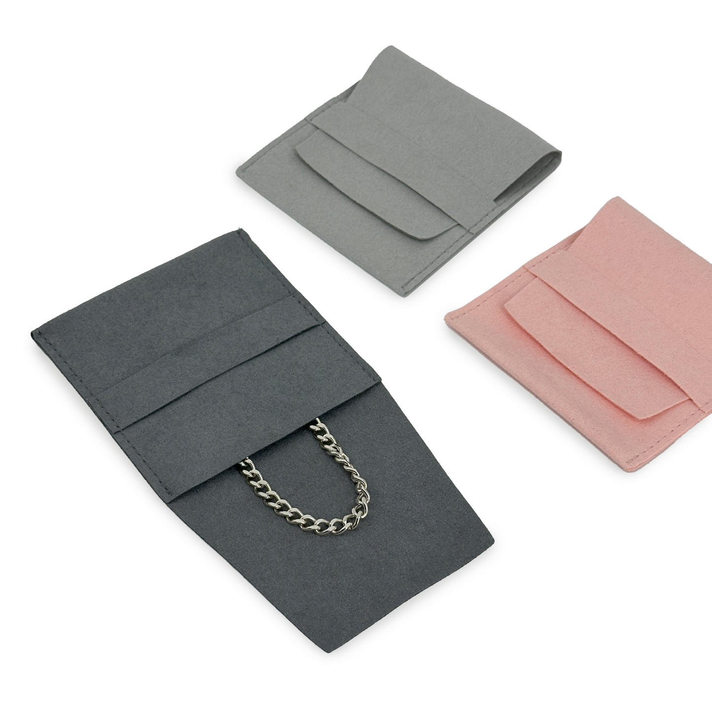 10-Pack Dark Gray Microfiber Folding Gift Bag Jewelry Pouch