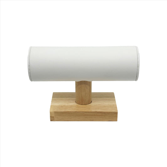 6" x 4" White Leatherette Wood T-Bar Jewelry Display