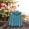 8" x 10" Teal Blue Linen Burlap Drawstring Gift Bags