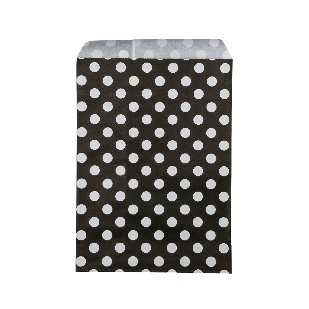 6" x 9" Black and White Polka Dot Flat Paper Gift Shopping Bags (100 Pack)