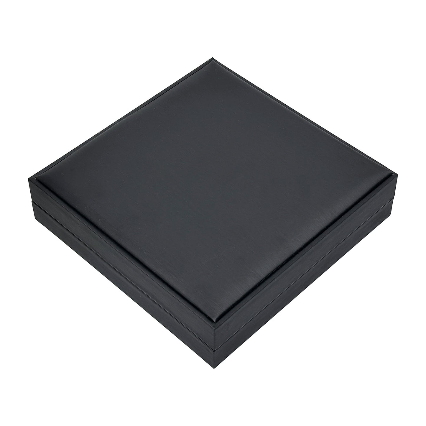 7 1/2" x 7 1/2" Deluxe Black Leatherette Silk Grain Combo Jewelry Box