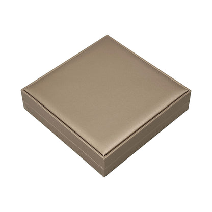 7 1/2" x 7 1/2" Deluxe Gold Leatherette Silk Grain Combo Jewelry Box