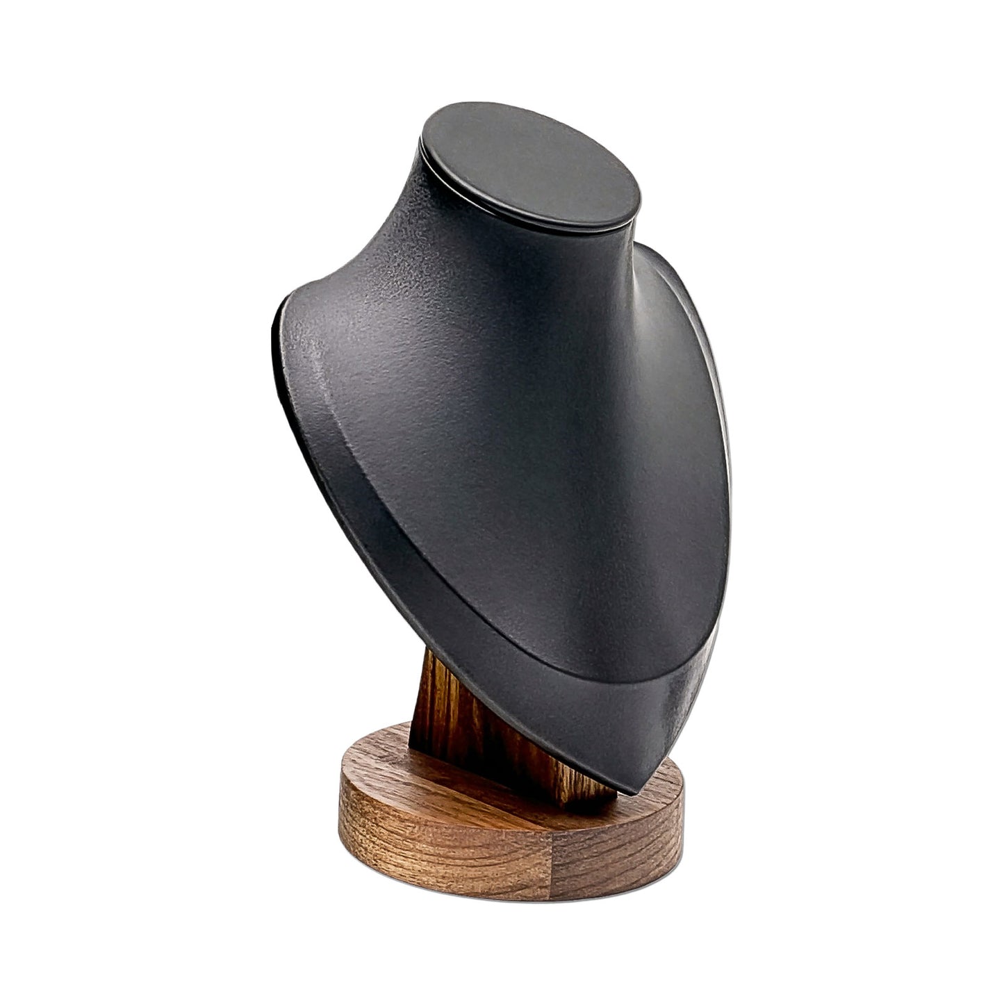 7 1/4" Black Leatherette Walnut Base Necklace Bust Display