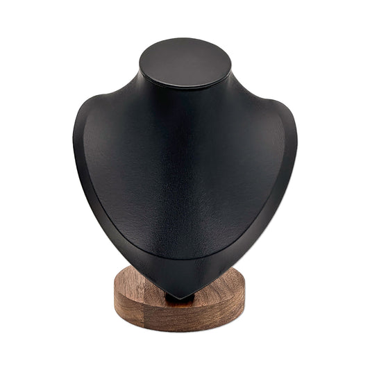7 1/4" Black Leatherette Walnut Base Necklace Bust Display