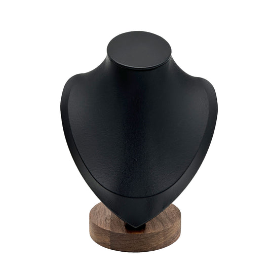 7 1/4" Black Leatherette Walnut Base Necklace Bust Display