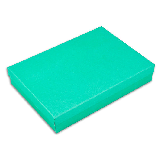 7 1/8" x 5 1/8" x 1 3/8" Teal Green Cotton Filled Paper Box