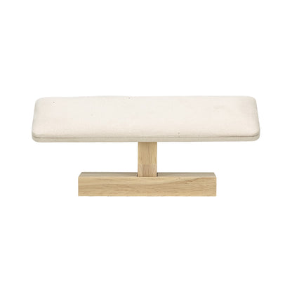 7 3/4" x 3 1/2" Beige Velvet Natural Wood Flat T-Bar Jewelry Display